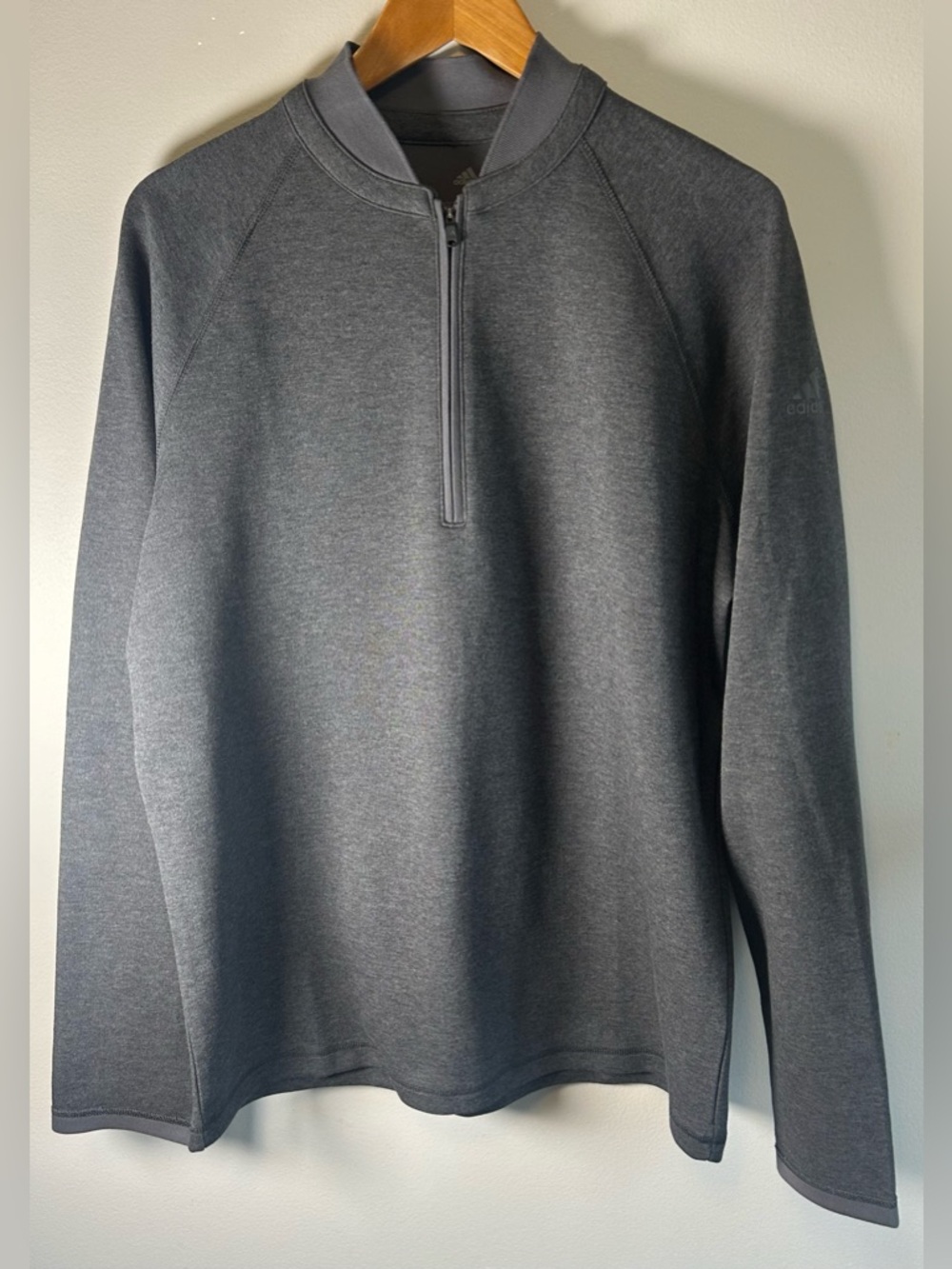 Adidas Men’s Sweater Size L Gray 1/4 Zip Pullover Raglan Golf Sweatshirt NWOT